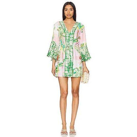 Maaji Kimono Dress Retro Palms Tropical Print Size M - Picture 1 of 8
